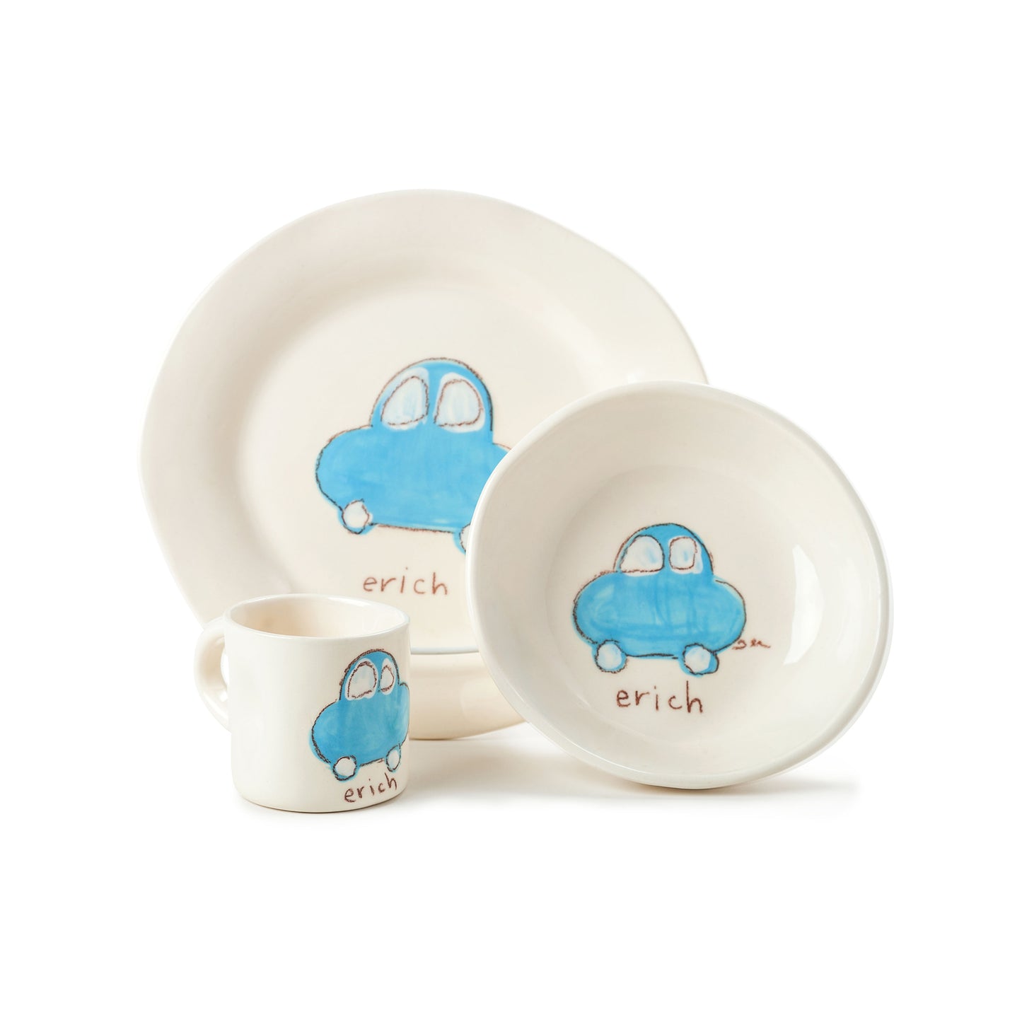 Personalized 3 Piece Dish Set, Car