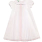 Pleated Batiste Girl Day Gown with Pink Trim