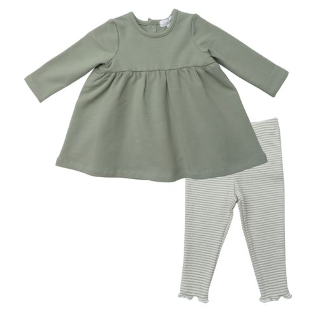 Empire Waist Dress & Legging Set, Seagrass Green