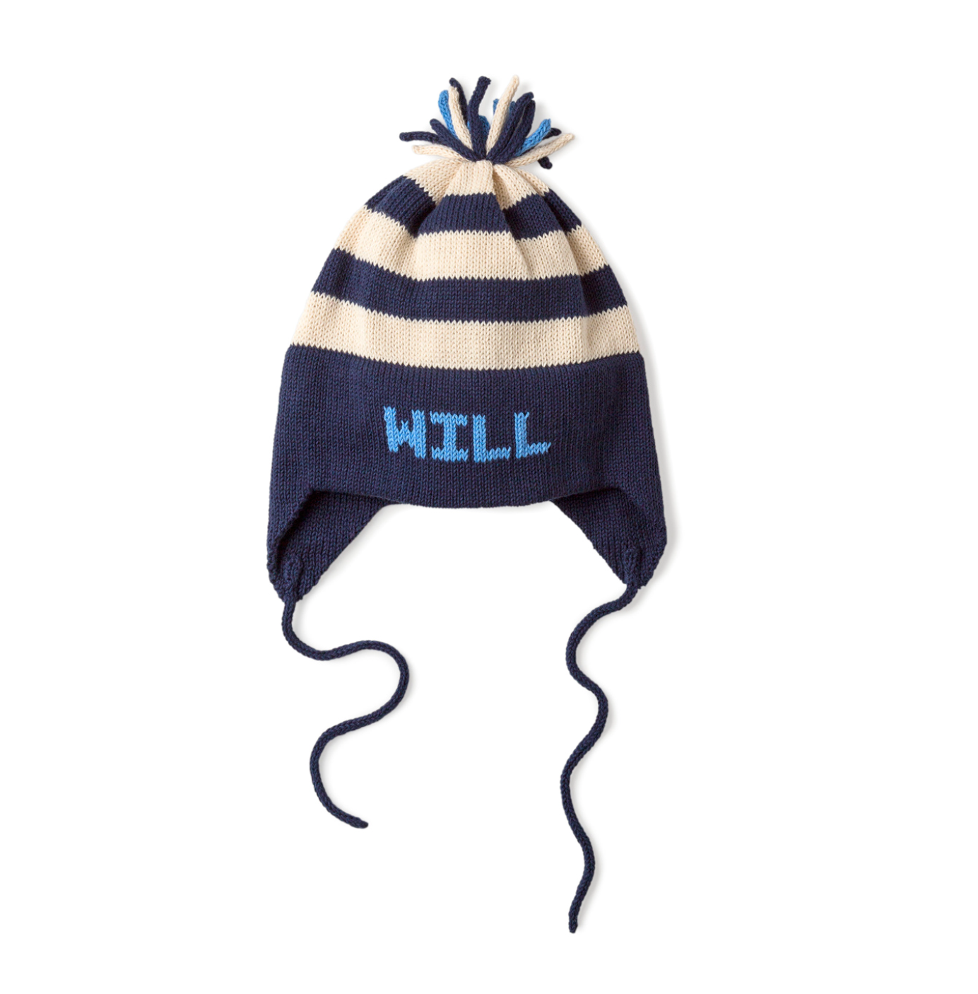 Ear Flap Hat with Name, Stripe