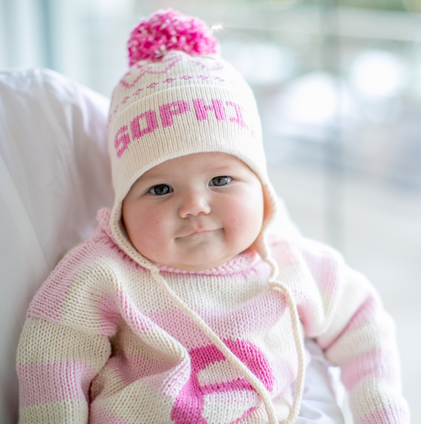 Ear Flap Hat with Name, Bow (online only)
