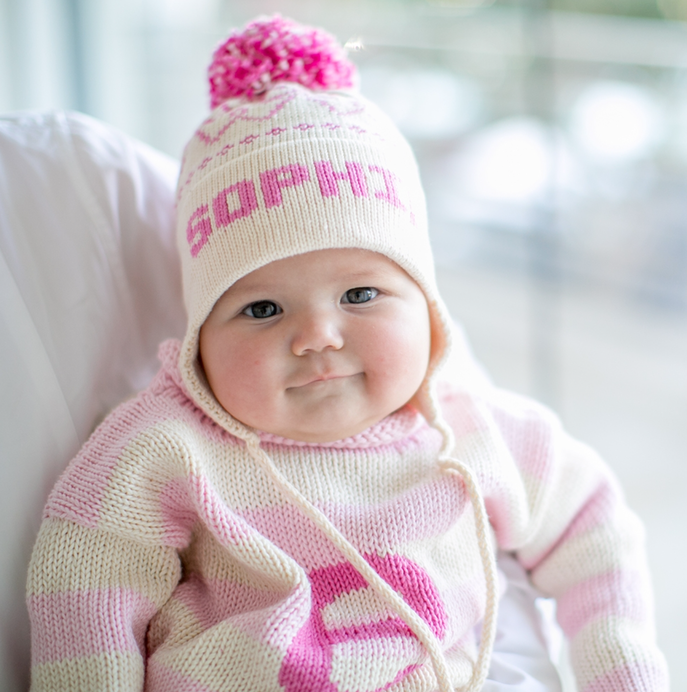 Ear Flap Hat with Name, Bow