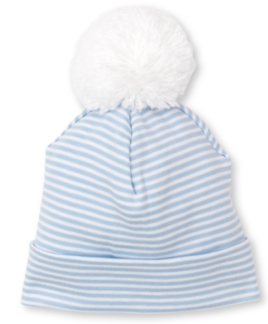 Classic Rib Striped Pom Hat, Blue