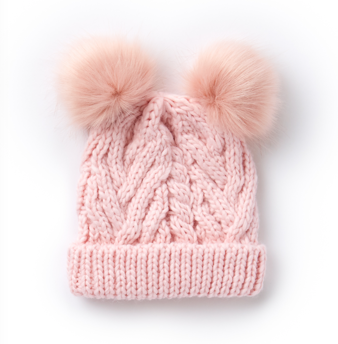Cable Knit Hat with Pom Pom