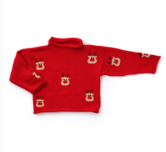 Rollneck Sweater, Scattered Reindeer