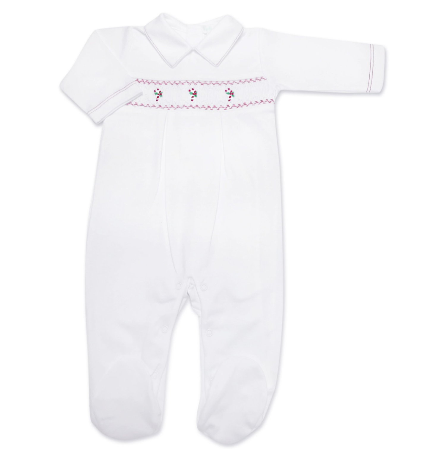 Boy Candy Cane Smocked Footie