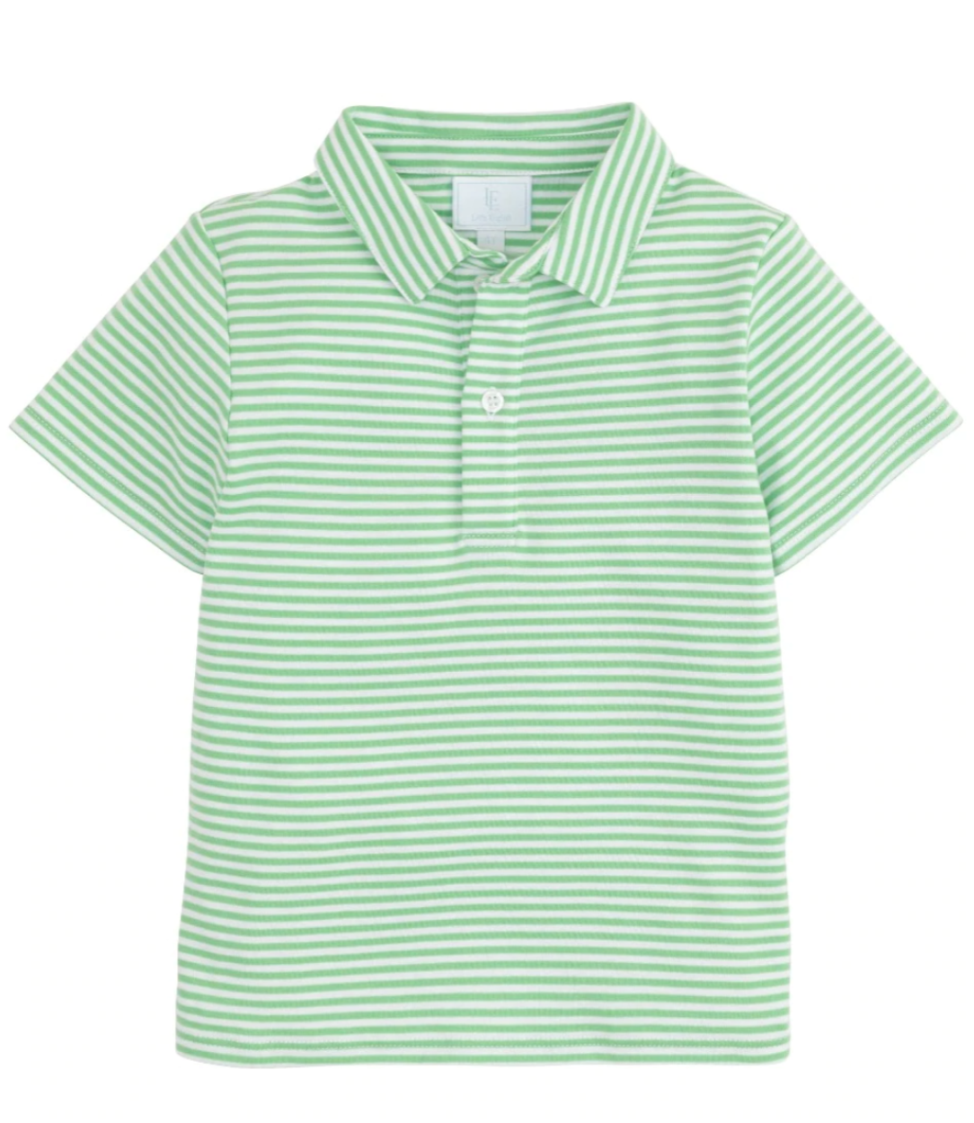 Short Sleeve Striped Polo Shirt, Green