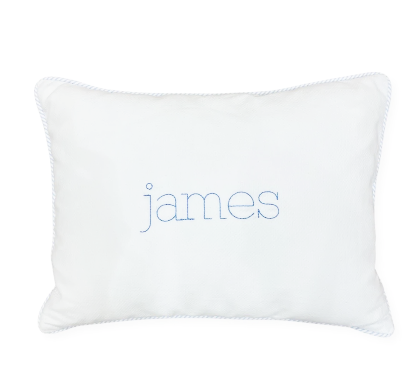 Baby Pillow with Blue Seersucker Trim