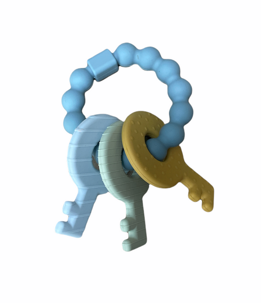 Blue Silicone Key Rattle Set