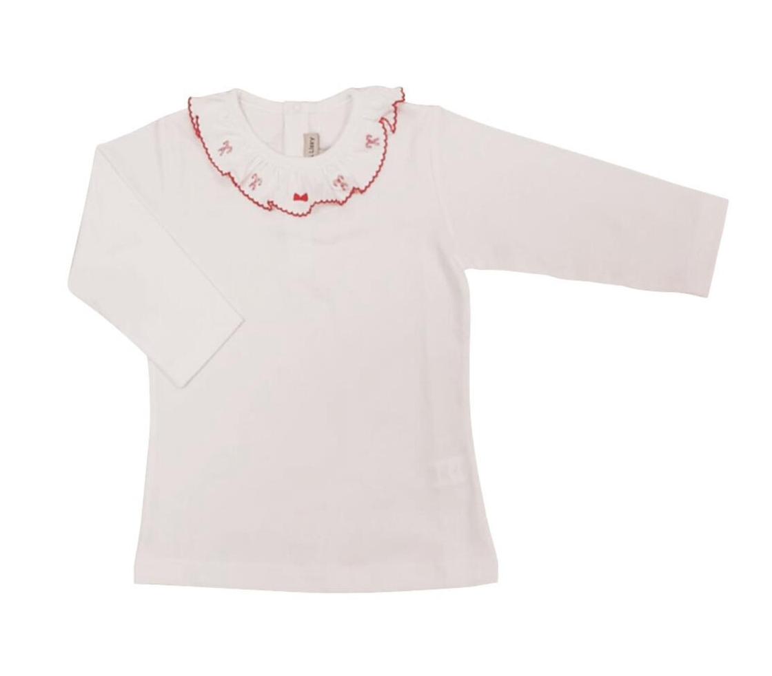Pima Top with Candy Cane Ruffle Collar