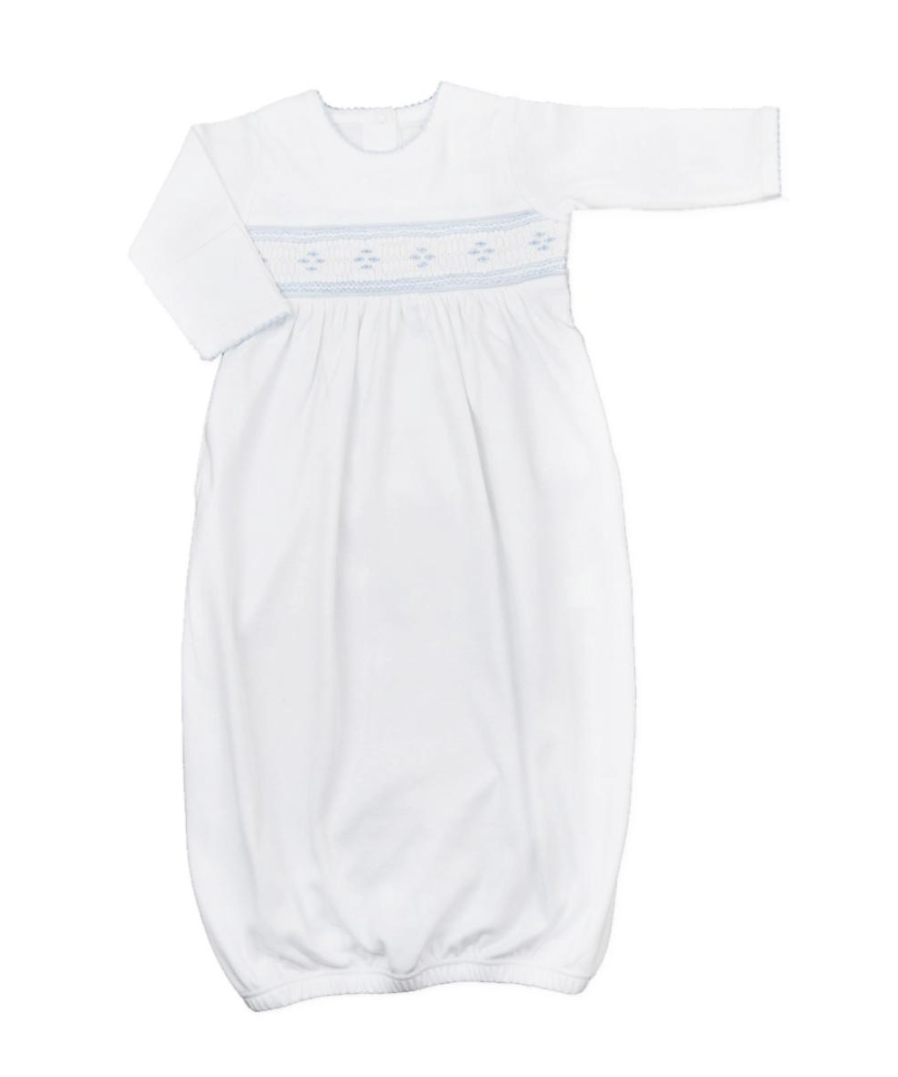 Boy Smocked Argyle White Daygown