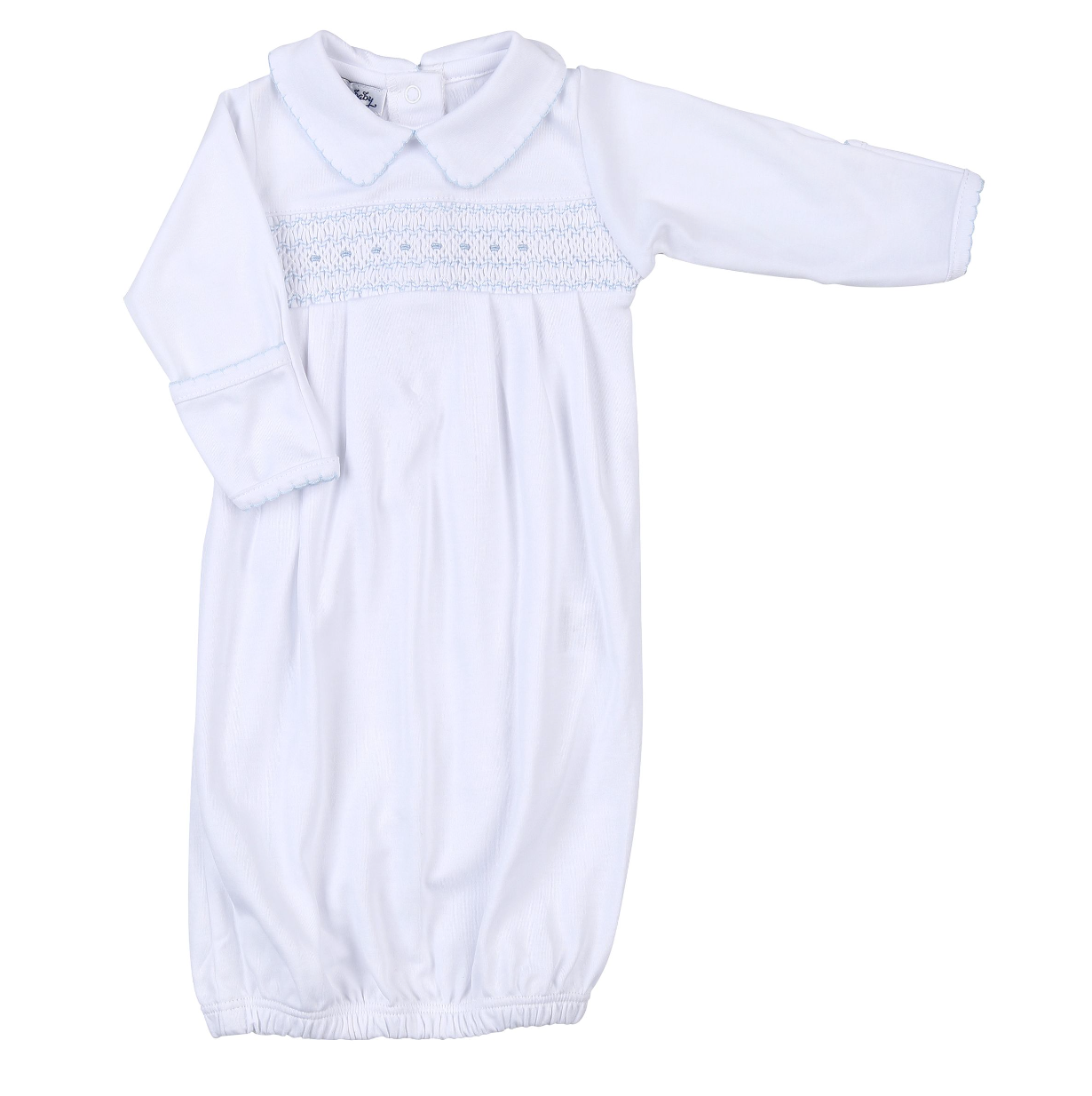 Taylor & Tyler Blue Smocked Collared Gown