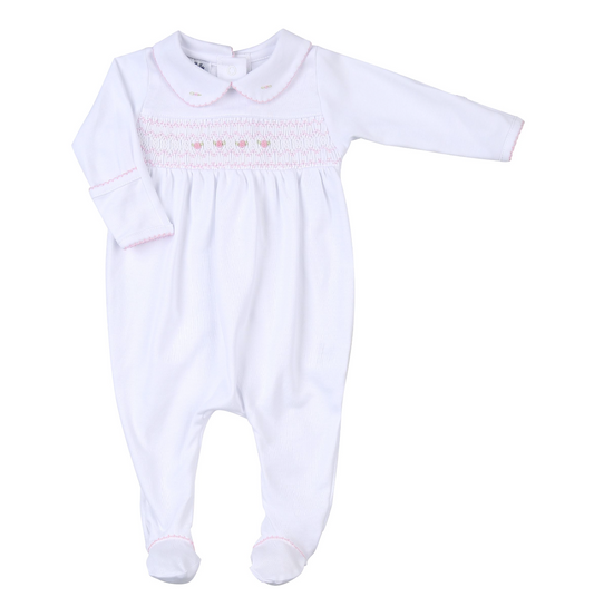 Taylor & Tyler Pink Smocked Collared Footie