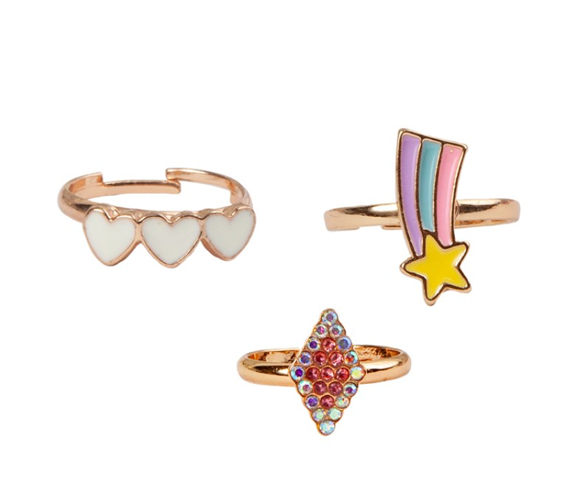 3 Piece Ring Set, Rainbow