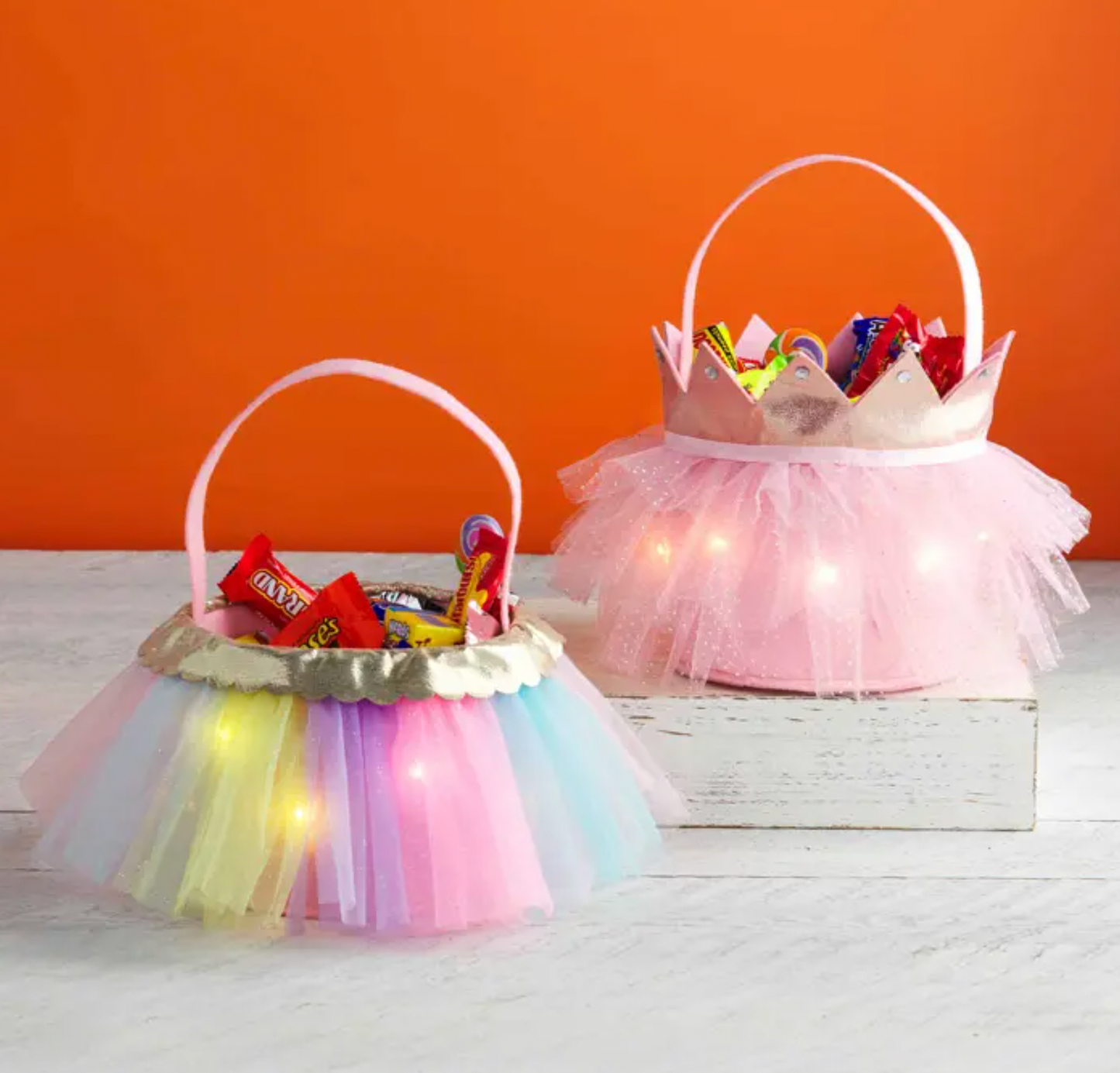 Light Up Halloween Treat Bag, Pink Tutu