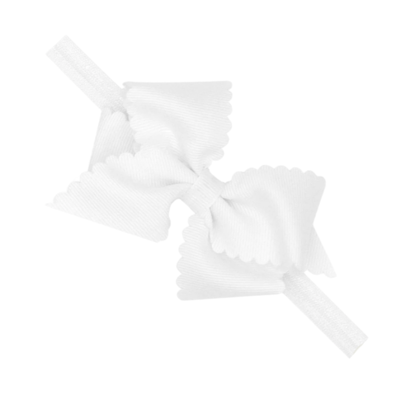 Extra Small Scallop Baby Headband, White