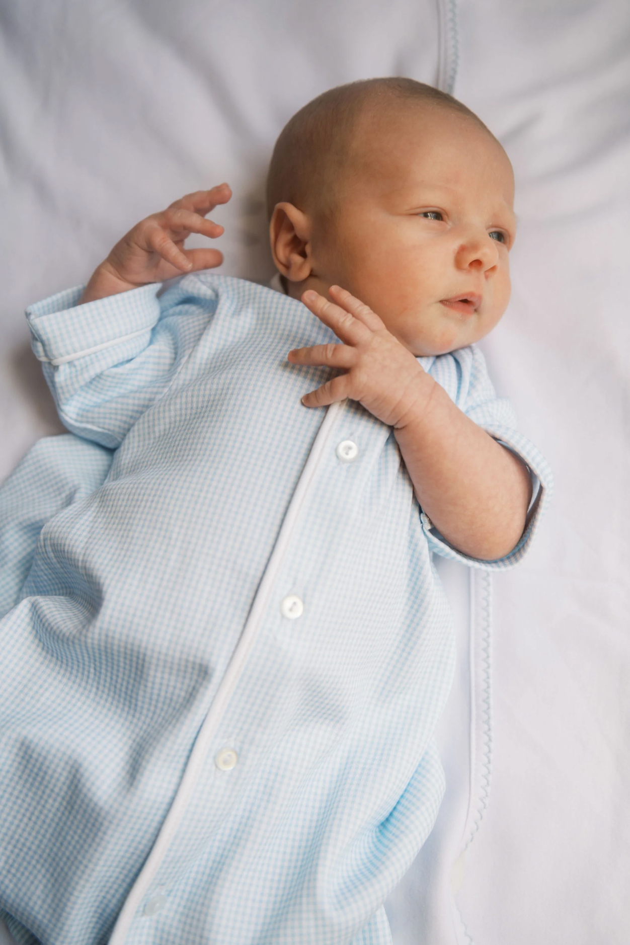 Welcome Little One Daygown Blue Mini Gingham