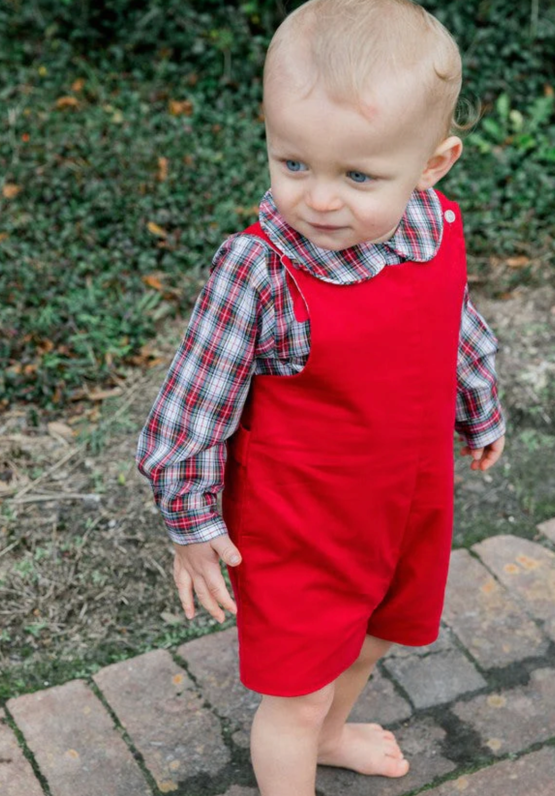Corduroy Short John John with Tab