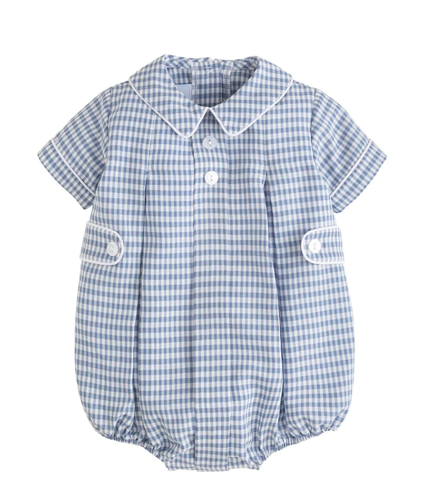 Boy's Davant Gray Blue Gingham Bubble