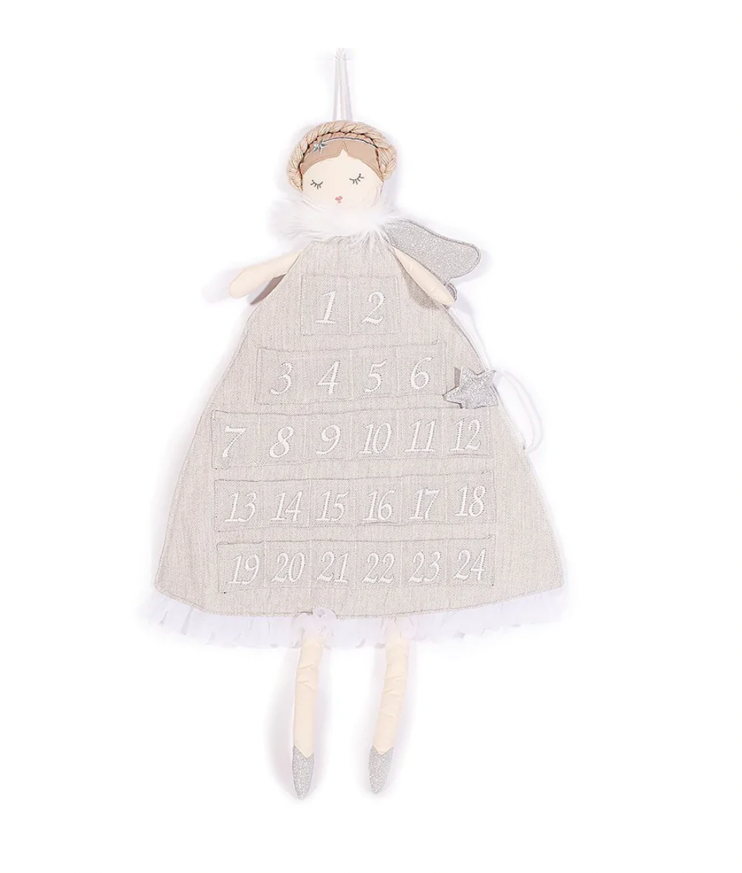 Silver Angel Linen Advent Countdown