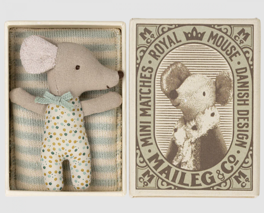 Blue Sleepy/Wakey Baby Mouse in Matchbox