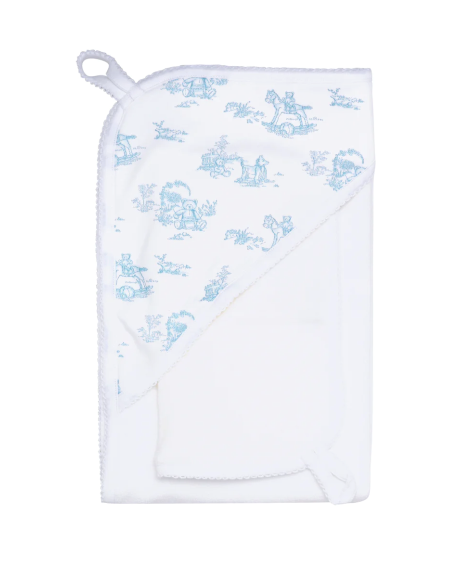 Blue Toile Hooded Towel