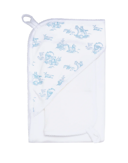 Blue Toile Hooded Towel