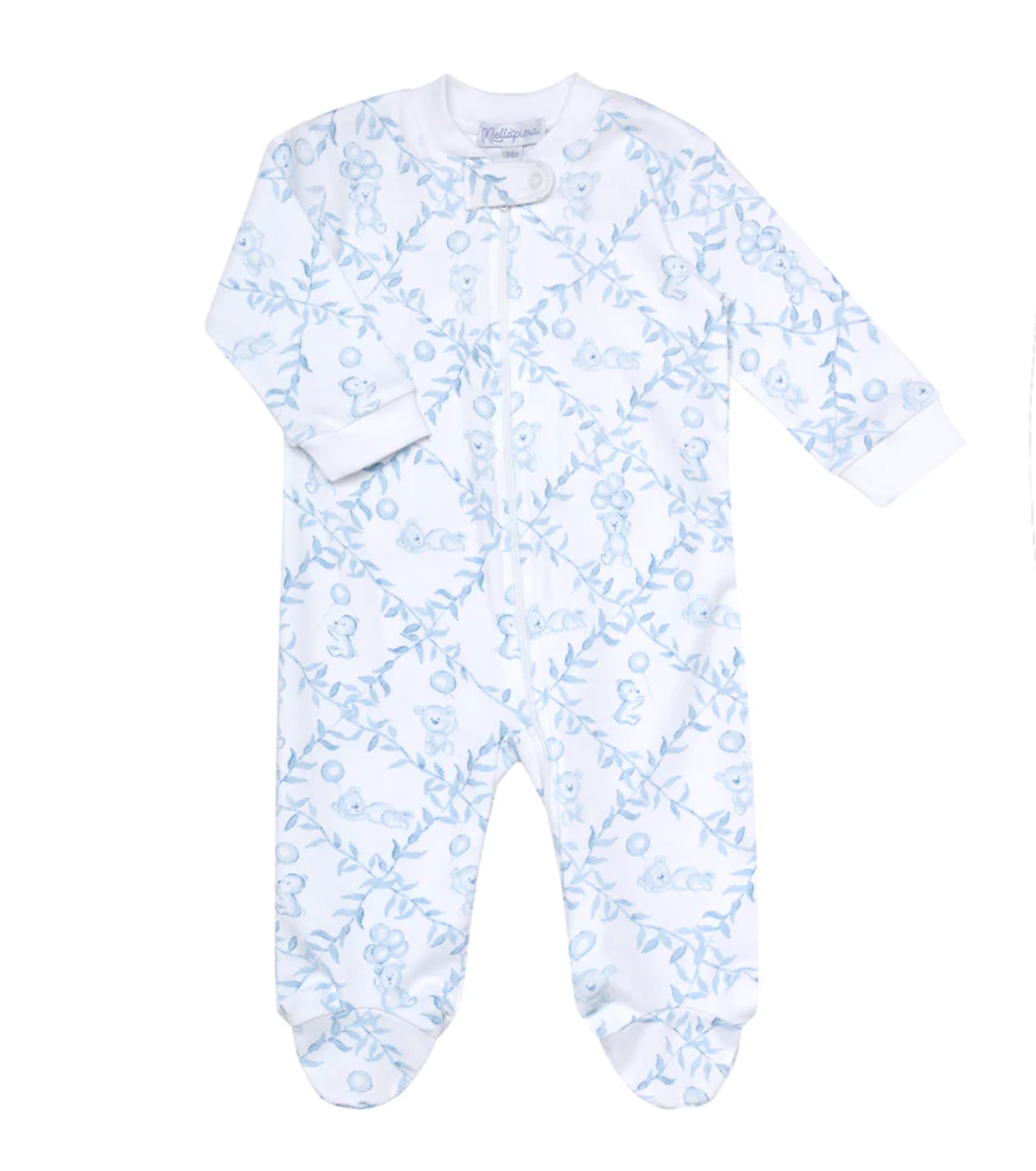 Blue Bears Trellace Zippered Footie
