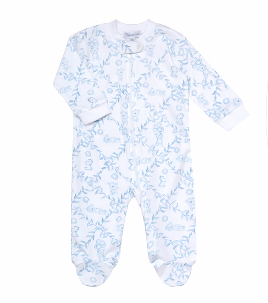 Blue Bears Trellace Zippered Footie