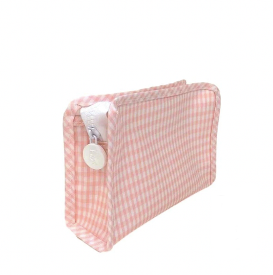 Small Roadie Zip Pouch, Gingham Taffy