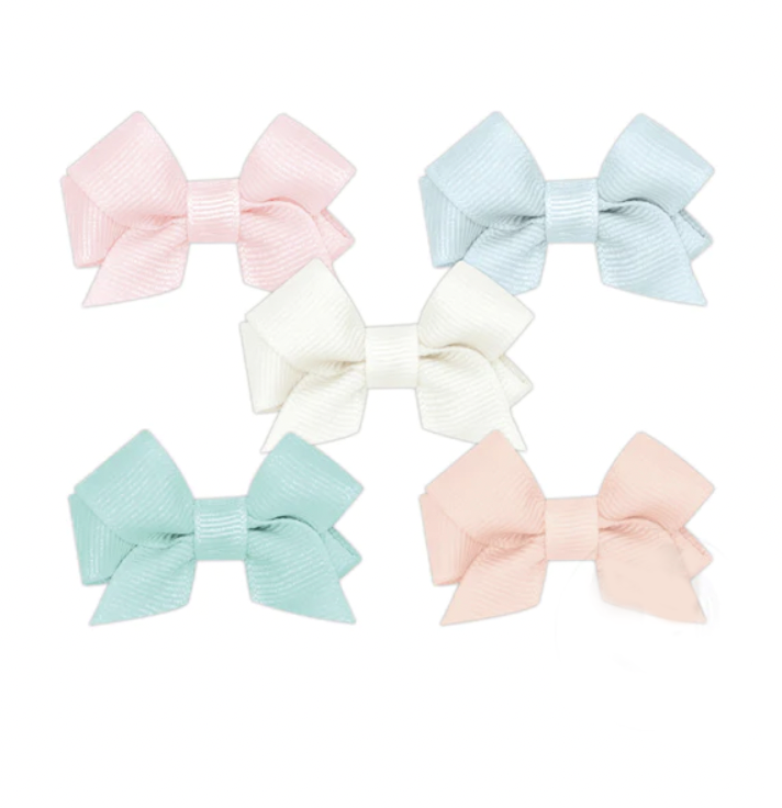 Tiny Bow 5 Piece Hair Bow Set- Pastels