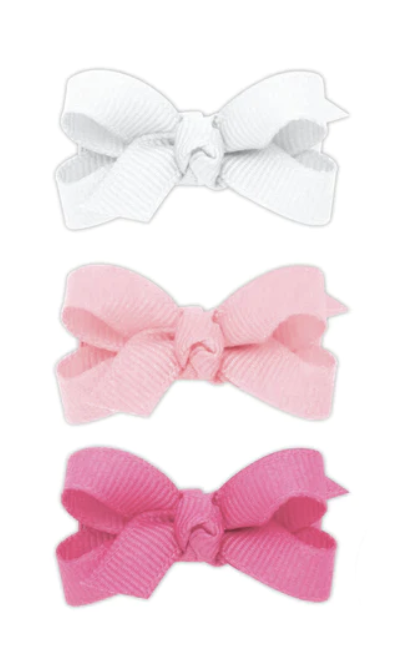 Baby Bow 3 Piece Hair Bow Set White Pinks Baby Braithwaite