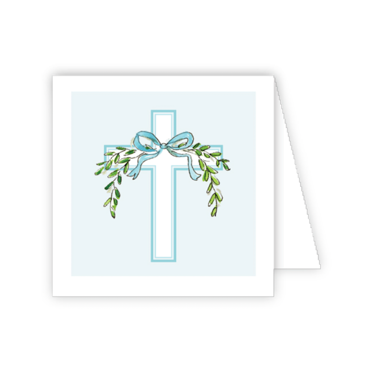 Enclosure Card, Blue Cross with Bow