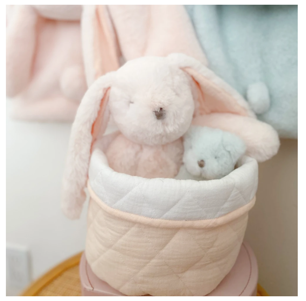 Set of 2 Quilted Bins, Blush