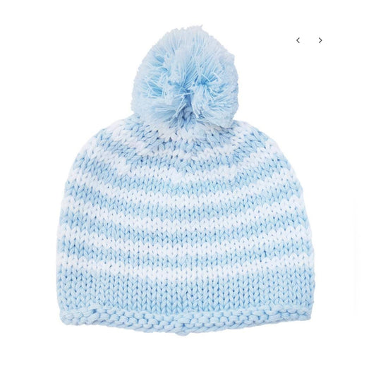 Striped Pom Pom Hat