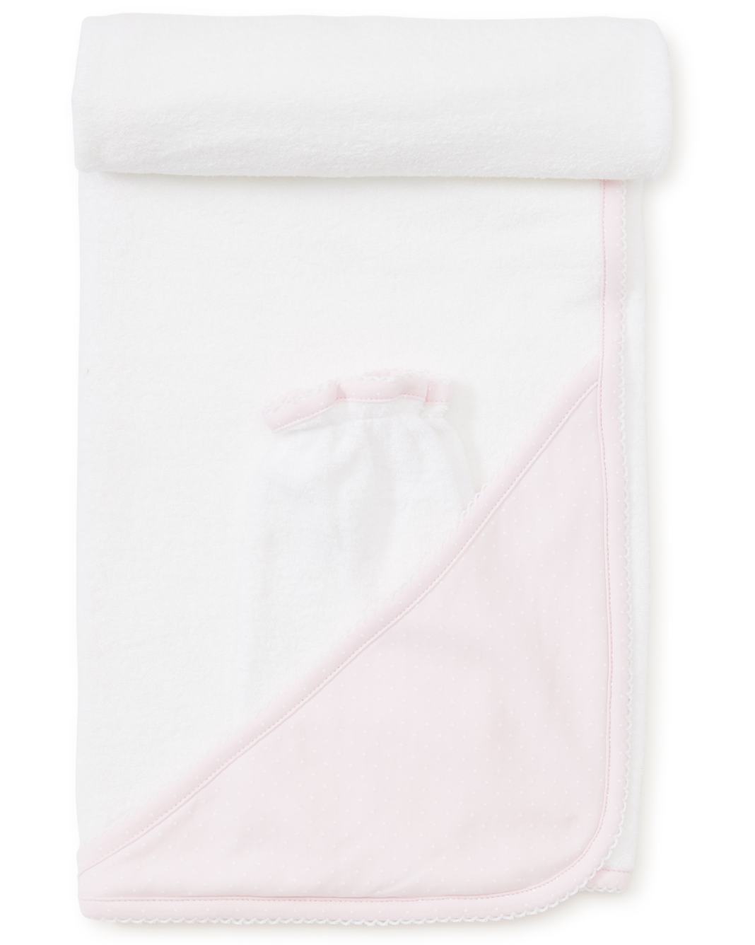 Towel with Mitt, Pink Polka Dots