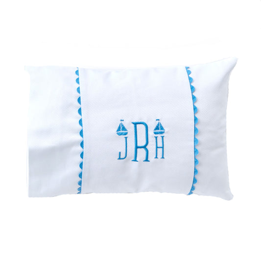 Baby Pillow with Blue Ric Rac Trim