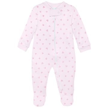 Festive Hearts Printed Pink Zippered Footie