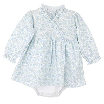 Elegant Blue Floral Printed Dress