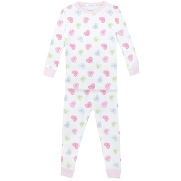 Sweet Candies Printed Valentines Pajama Set, Pink