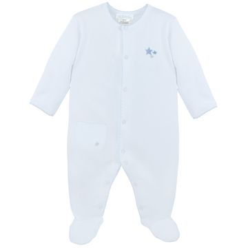 Festive Stars Embroidered Light Blue Footie