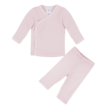 Two Piece Quilted Layette Set, Pink