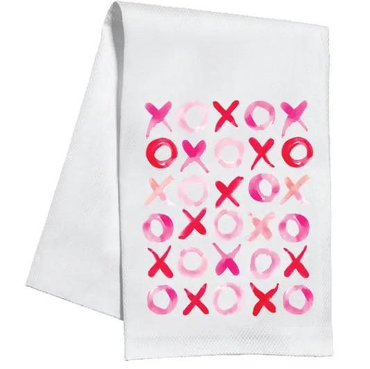 Kitchen Towel, X's and O's Red and Pink