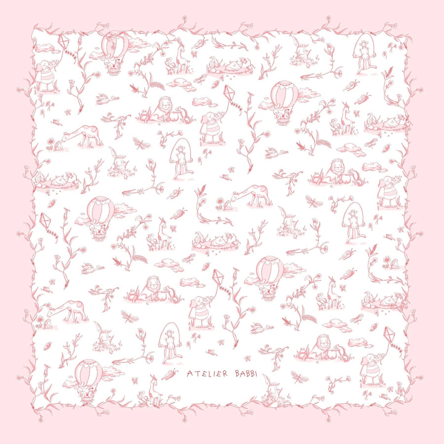 Muslin Swaddle, Pink Toile De Jouy