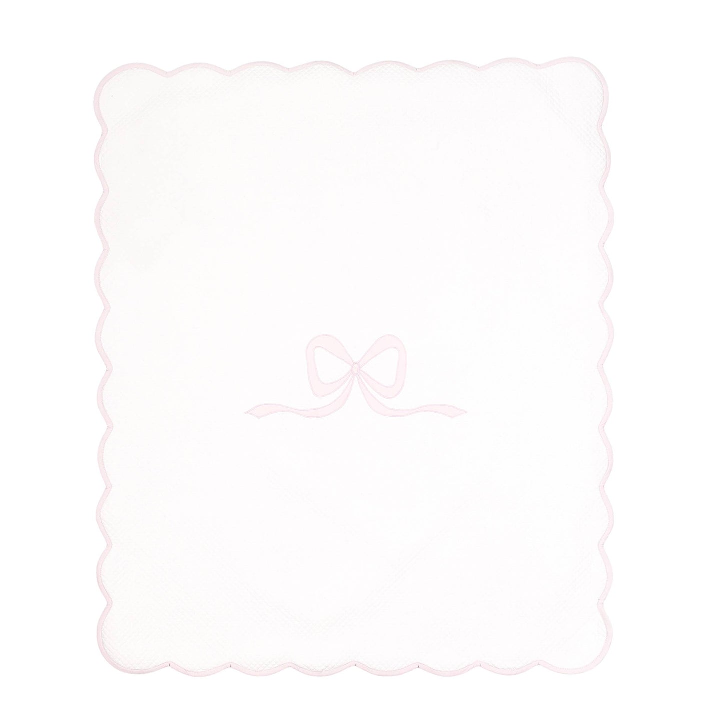 Quilted Bow Blanket, White with Pink