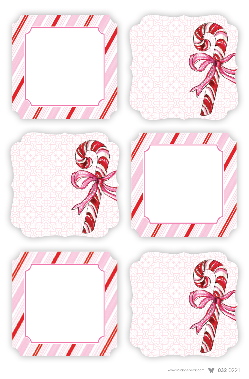 Die-Cut Sticker Sheets, Pink Peppermint Stripe & Candy Cane