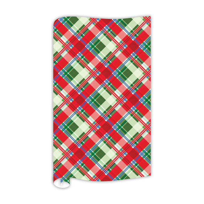 Wrapping Paper, Red, Green & Blue Christmas Plaid 8ft