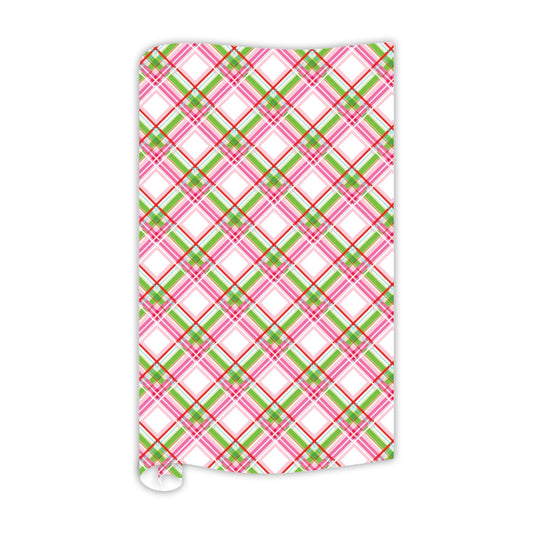 Wrapping Paper, Pink & Green Traditional Plaid 8ft