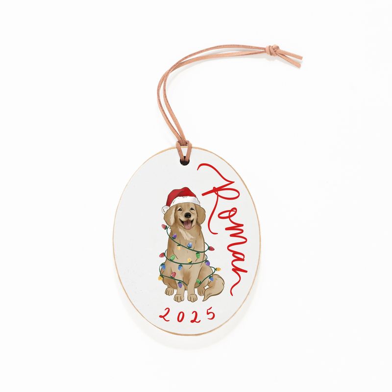 Ornament, Golden Dog in Lights