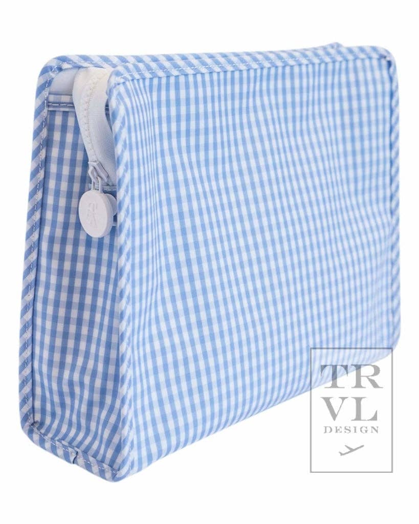 Large Roadie Zip Pouch, Gingham Sky